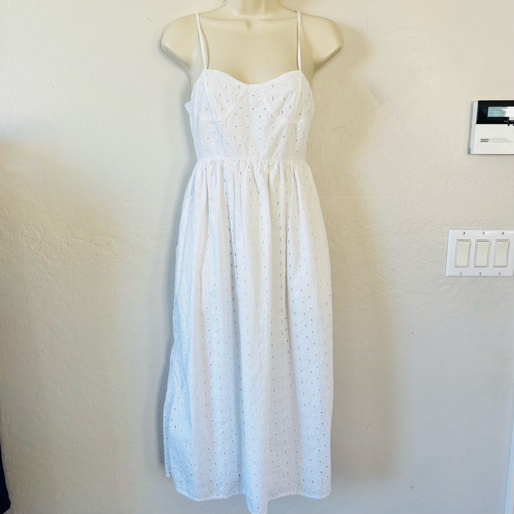 A New Day Eyelet White‎ Tea Length Midi Dress